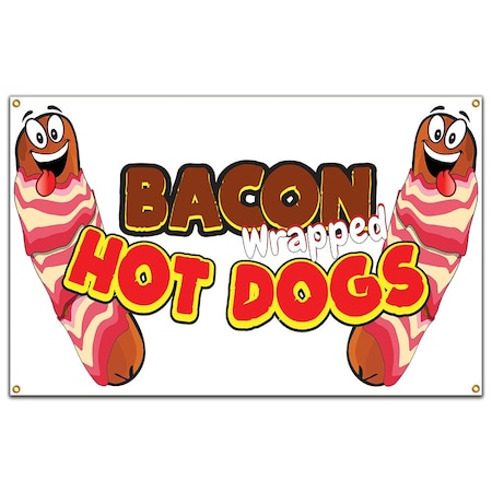 Bacon Wrapped Hot Dogs Banner Concession Stand Food Truck Single Sided